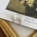 Elegant 12mm white pearl clip-on earrings with gold-tone metal base for women - 12mm Shell Imitation Pearl Ear Clip