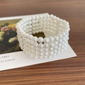 Elegant four-layer white pearl bracelet with a vintage French style and glossy finish - 6mm Pearl Bracelet