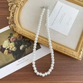 Elegant white pearl necklace for kids with polished round beads and silver clasp - 6mm Pearl Necklace