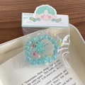 Colorful turtle beaded bracelet set for girls featuring vibrant glitter charms in blue and pink - Blue Bracelet