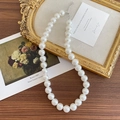 Elegant large pearl necklace for girls with adjustable silver clasp and extension chain - 12mm Pearl Necklace
