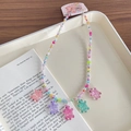 Collier de perles colorées pour enfants avec cinq pendentifs tortues scintillants et étiquette - Collier Petite Tortue