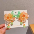 Fermagli per capelli con fiori d'arancio in resina e perle colorate per bambine stile Hanfu - X713-2