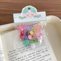 Lot de barrettes tortue colorées pour filles en résine pailletée rose violette et jaune - Pinces à cheveux bec de canard