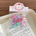 Lot de cinq barrettes tortue colorées pour filles en résine pailletée brillante - Clips BB