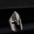 Anillo de casco espartano vintage en acero de titanio plateado antiguo para hombre - US 8 / Estilo de Casco Guerrero Espartano - Plata