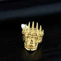 Gothic gold stainless steel skull ring with spiked crown detail for men hip hop style - US 8 / Gold