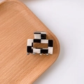 Small square hair claw clip featuring a stylish black and white checkerboard pattern - 2# Black White Plaid