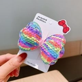 Handgefertigte bunte Pailletten-Schleifen-Haarklammer mit Regenbogen-Glitzer für Mädchen - 3# Mehrfarbig