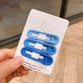Three-piece set of gradient blue matte alloy duckbill hair clips on card packaging - Blue Series