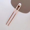 Moderner U-förmiger Haarnadel aus Roségold mit minimalistischer weißer Perle - Stil 2 Roségold