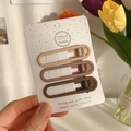 Three matte alloy hair clips in earth tones on handmade card with tulips background - Khaki Series