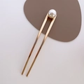 Minimalistische goldene U-Haarnadel mit einer weißen Perle für elegante Dutt-Frisuren - 3# Gold