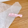 Pink small hair comb hairclip with white daisy pattern and green leaves for styling - 4# Pink