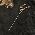 Horquilla vintage dorada de loto con borlas y perlas para peinados tradicionales - Estilo de Flor de Perla Dorada con Borla