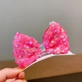 Sparkly bright pink sequin bow hair clip with fabric wrap for girls and toddlers - Rose Red
