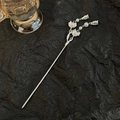 Elegante horquilla de plata estilo lirio de los valles con perlas blancas y borlas - Estilo de Flor de Perla Plateada con Borla