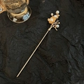 Pasador de pelo dorado clásico con flores de ciruelo y perlas para peinados Hanfu - Estilo Flor de Perla Dorada
