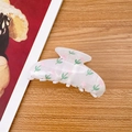 Elegant ivory shell hair claw with pink tulip print on a minimalist wood surface - 4# Tulip