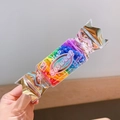 Colorful elastic hair ties stored in a candy-shaped clear plastic box for girls - Mixed Colors