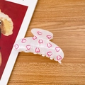Pinza de pelo de acrílico blanco translúcido con corazones rosas y forma de concha - 5# Corazón