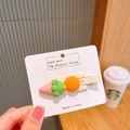Sweet pink ice cream and green frog hair clip on display card with handmade text - Beige