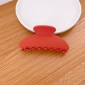 Elegant matte red geometric hair claw clip for women's bun hairstyles in minimalist style - Orange Red