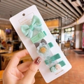 Set di fermagli per capelli in tessuto verde menta per neonati con fiocco e fiori - 4# Fiocco a Farfalla Verde