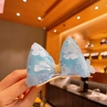 Barrette à cheveux nœud bleu avec fleurs blanches et paillettes mauves pour fillettes - 2# Bleu Clair