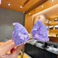 Barrette à cheveux nœud à paillettes violettes avec fleurs de lavande pour filles - Violet
