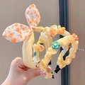 Floral and rabbit ear fabric headbands for girls in bright yellow and orange tones - 1# Yellow Flower