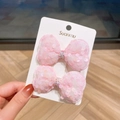Set di due fermagli per capelli con fiocchi di paillettes rosa per bambine - Fermaglio per Capelli Rosa