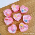 Pink heart-shaped jewelry boxes with various cartoon resin rings for young girls - Transparent Color Style