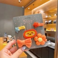 Lot de 5 barrettes à cheveux faites main pour filles avec lion et fleurs en tissu - 3# Lion