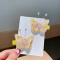 Barrettes papillon brodées jaune et rose avec perles pour filles, lot de deux pièces - Papillon Jaune