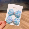 Zweier-Set hellblaue Schleifen-Haarspangen mit glitzernden Pailletten für Kinder - Blau-Haarspange