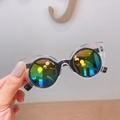 Kids polarized sunglasses with transparent cat-eye frame and rainbow mirrored lenses - Black