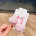 Rosa Pailletten-Haargummi für Mädchen mit glitzerndem Herzdesign auf einer Displaykarte - Rosa Haargummi