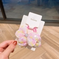 Rosa Pailletten Haargummi mit Netzstoff auf Displaykarte für Mädchen - Regenbogen Haargummi