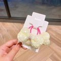 Elastico per capelli con fiocco di paillettes giallo chiaro e fascia rosa rossa - Elastico per Capelli Giallo