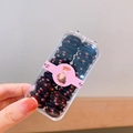 Mini élastiques noirs avec imprimés fraises dans une boîte de rangement portable - Black Strawberry (8#)