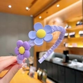 Sweet purple pleated headband for girls with double cartoon sunflower resin accents - 9# Purple Flower