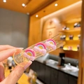 Pinza per capelli gialla trasparente con fiocchi rosa e arcobaleni per bambini - 2# Arcobaleno