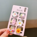 Set di 6 mini mollette per capelli con fiori di ciliegio e tulipani su cartoncino - 7# Fiore di Pesco