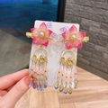 Barrettes hanfu roses avec pétales papillon, franges fluides et perles pour filles - Fleur Rose à Cinq Pétales (10#)