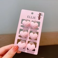 Set di 6 graziose mollette rosa a cuore per bambine con elegante trama trapuntata su carta - 9# Cuore Rosa