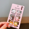 6er-Set süße Cartoon-Tier-Haarklammern mit Kaninchen und Panda auf rosa Karte - 10# Weißes Kaninchen / 6er Set