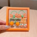 Orange bow and cherry hair accessory set for girls in a floating clear jewelry box - Orange Bow Hair Decor Assortment