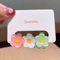 Mini-Blumen-Haarklammern für Mädchen aus Acryl in Rosa Weiß und Grün am Set - Rosa Weiß Und Grün Blumen Stil / 5# Grüne Blume