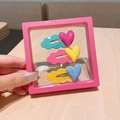 Macaron heart cloud hair clips set in pink floating display box for girls - Pink Heart Hair Clips